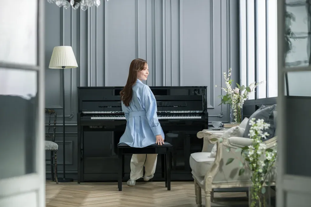 Kawai NV6 hybrid upright piano in a room setting