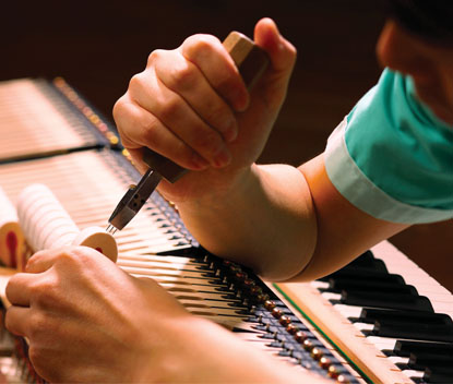 Shiko Seion hammer voicing by a piano technician