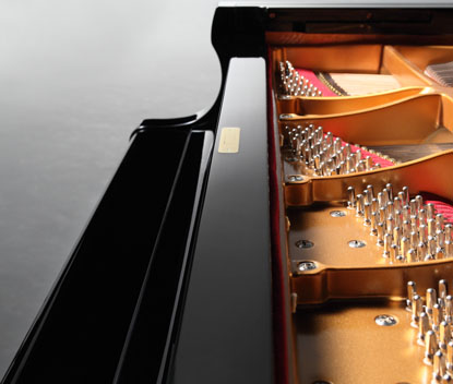 Interior mechanics of a Shigeru Kawai SK-7 grand piano