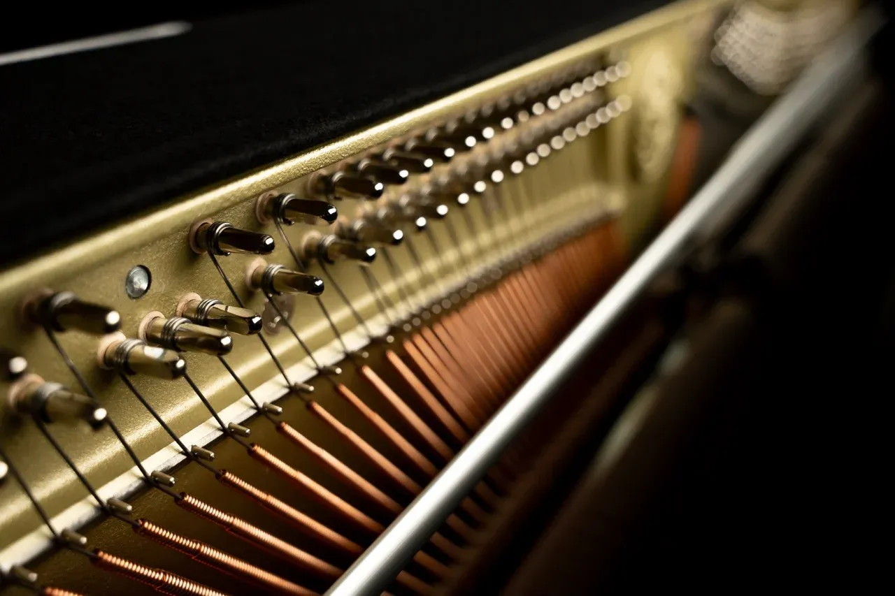 Internal strings and tuning pins of the Kawai K-500