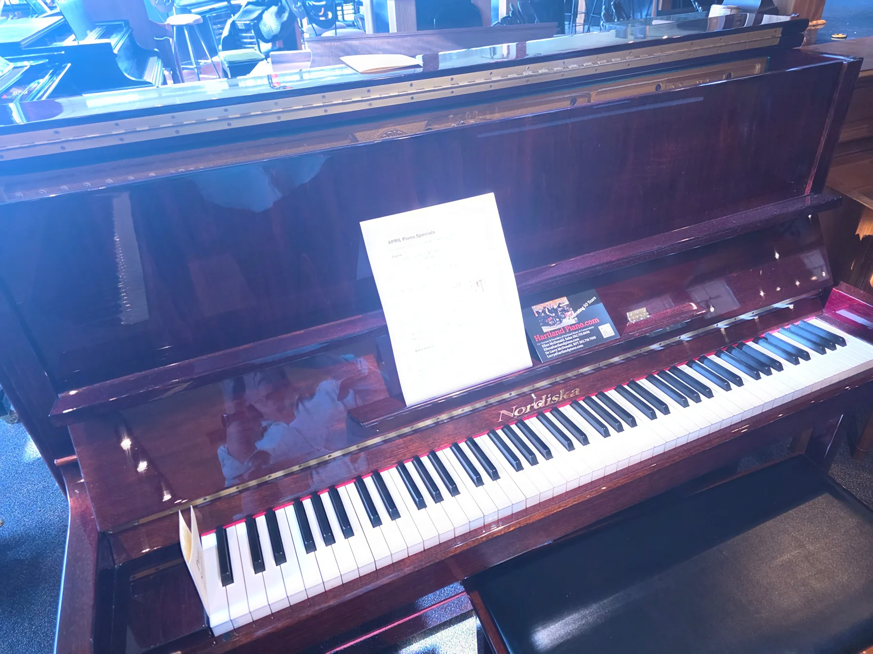 Used Nordiska 50" Upright Piano Mahogany Polish