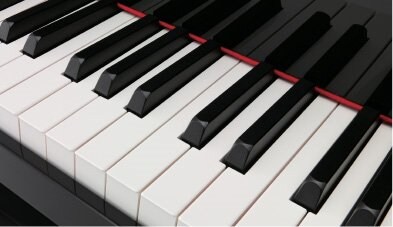Ivorite and ebony keys on the Yamaha CFX keyboard