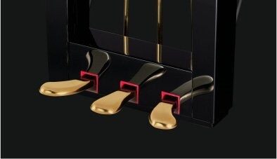 Brass pedals on the Yamaha CFX pedal lyre