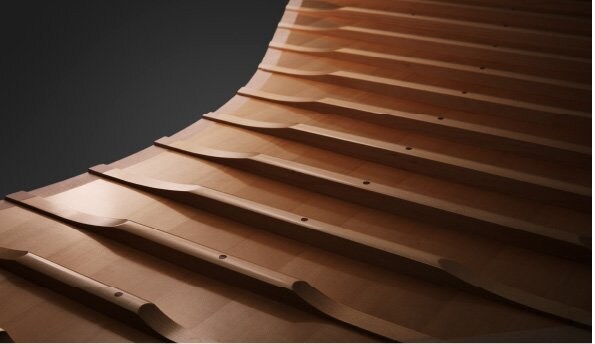 Spruce soundboard ribs inside the Yamaha CFX