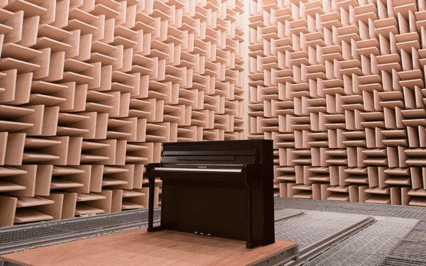 A Yamaha Clavinova piano in an anechoic chamber.