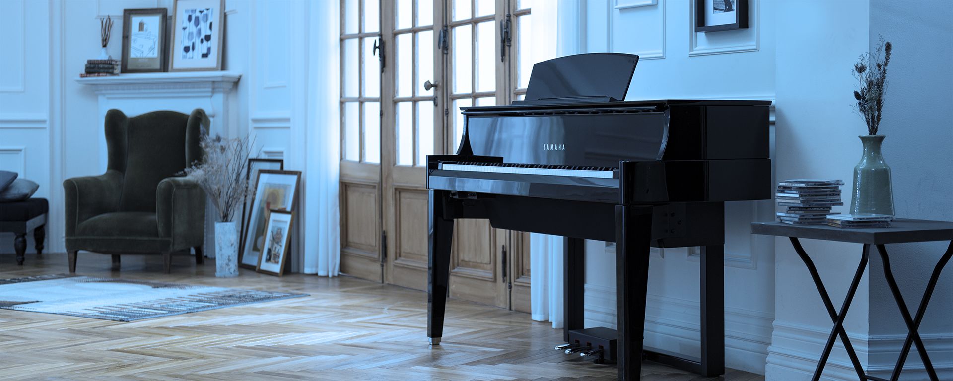 Yamaha AvantGrand N1X digital hybrid piano in an elegant room.