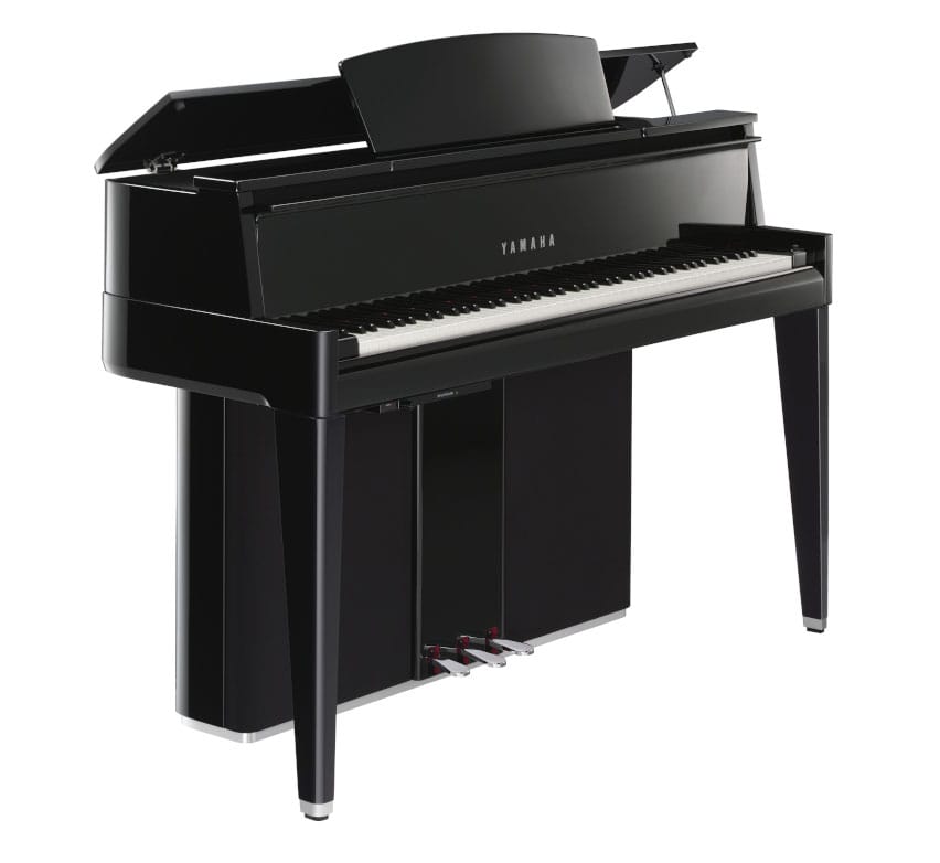 Yamaha N2 AvantGrand hybrid piano with its lid open.