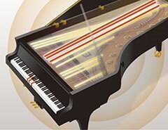 Illustration of resonance inside the Yamaha AvantGrand N3X.