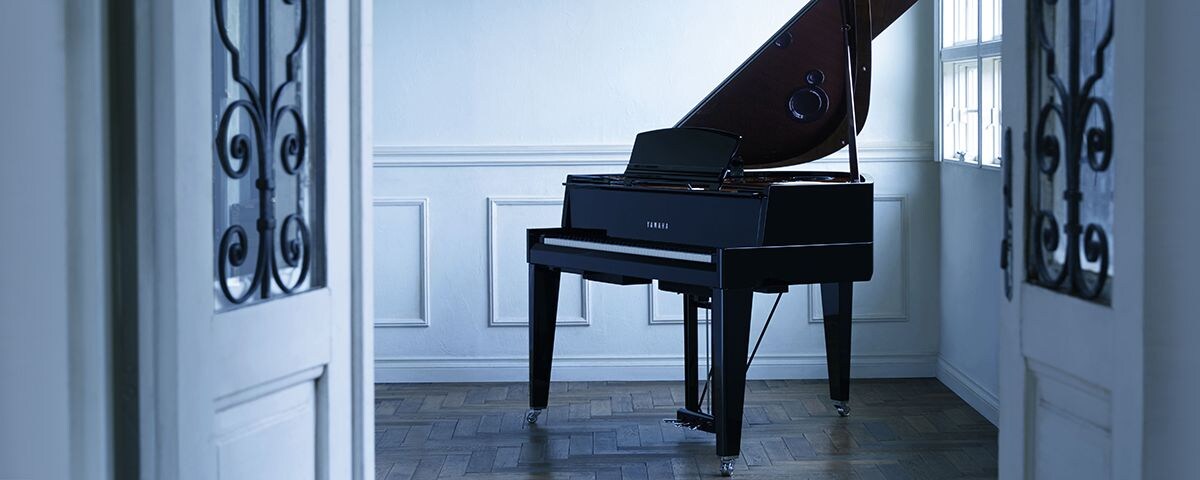 Yamaha N3X AvantGrand hybrid grand piano in an elegant room.