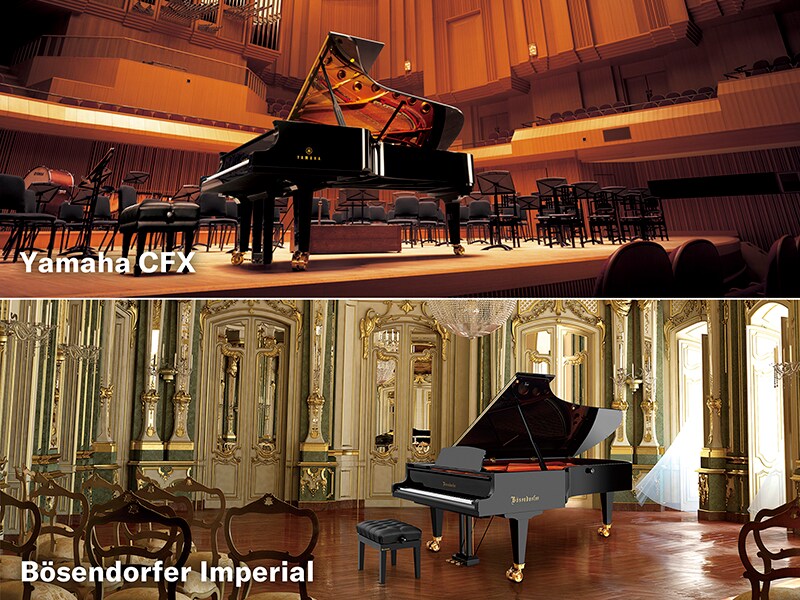 Yamaha CFX and Bösendorfer Imperial concert grand pianos